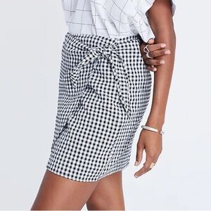 Madewell Gingham Side-Tie wrap mini Skirt size black and white